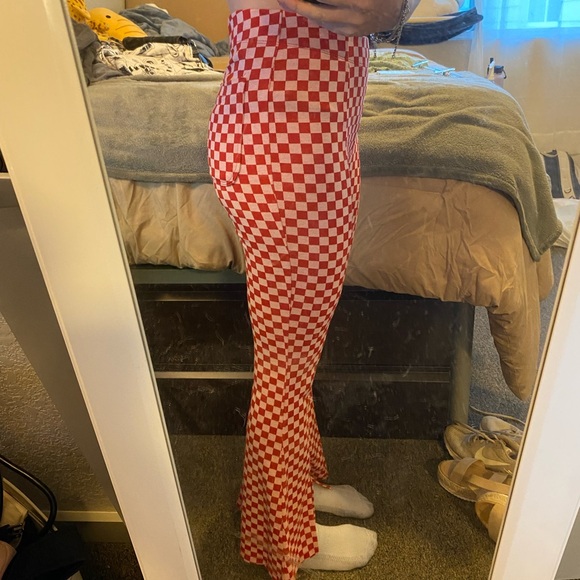Red Checker Flare Pants - Picture 4 of 4
